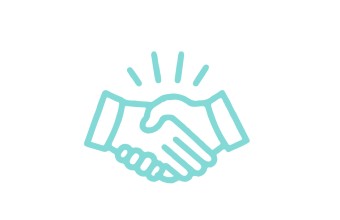 graphic of two hands (shaking hands) in green